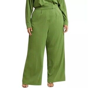 11 Honoré Jumpsuit Women's Green Size 16 Wide Leg Casual Long Sleeve